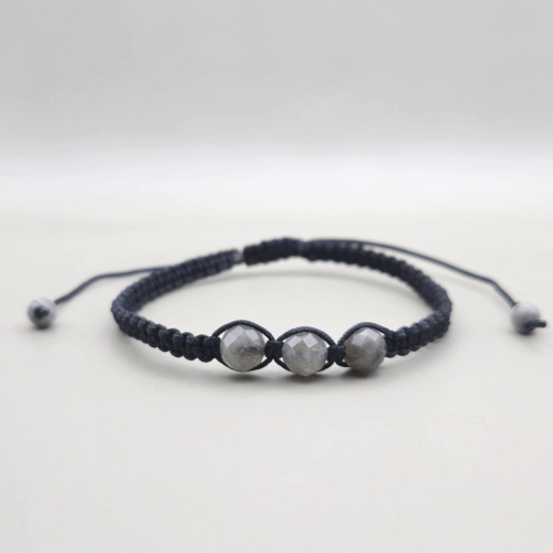 bransoletka makramowa macrame labradoryt fasetowany