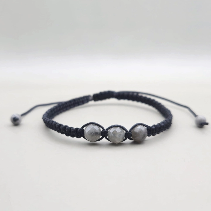 bransoletka makramowa macrame labradoryt fasetowany