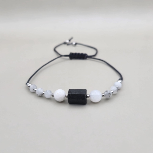 bransoletka line turmalin moonstone kwarc z turmalinem
