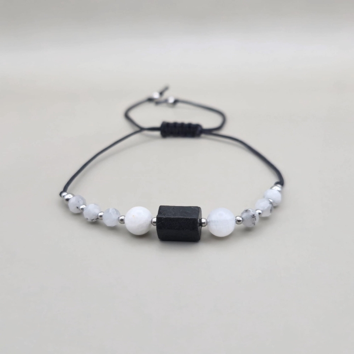 bransoletka line turmalin moonstone kwarc z turmalinem