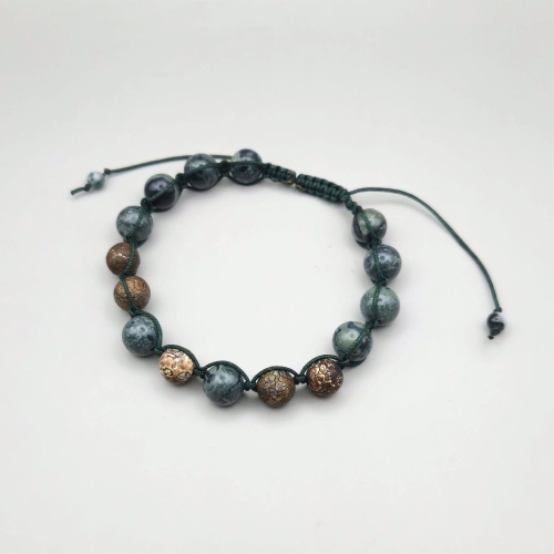bransoletka męska pleciona na dzień ojca taty handmade rękodzieło kamienie naturalne