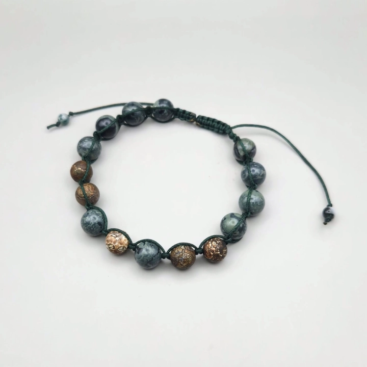 bransoletka męska pleciona na dzień ojca taty handmade rękodzieło kamienie naturalne